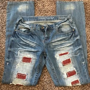 Cowgirl Tuff (patched up plaid) jeans